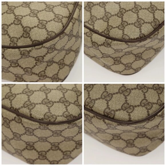 GUCCI GG Supreme Web Sherry Line Bag PVC Beige Gold - Picture 15 of 15